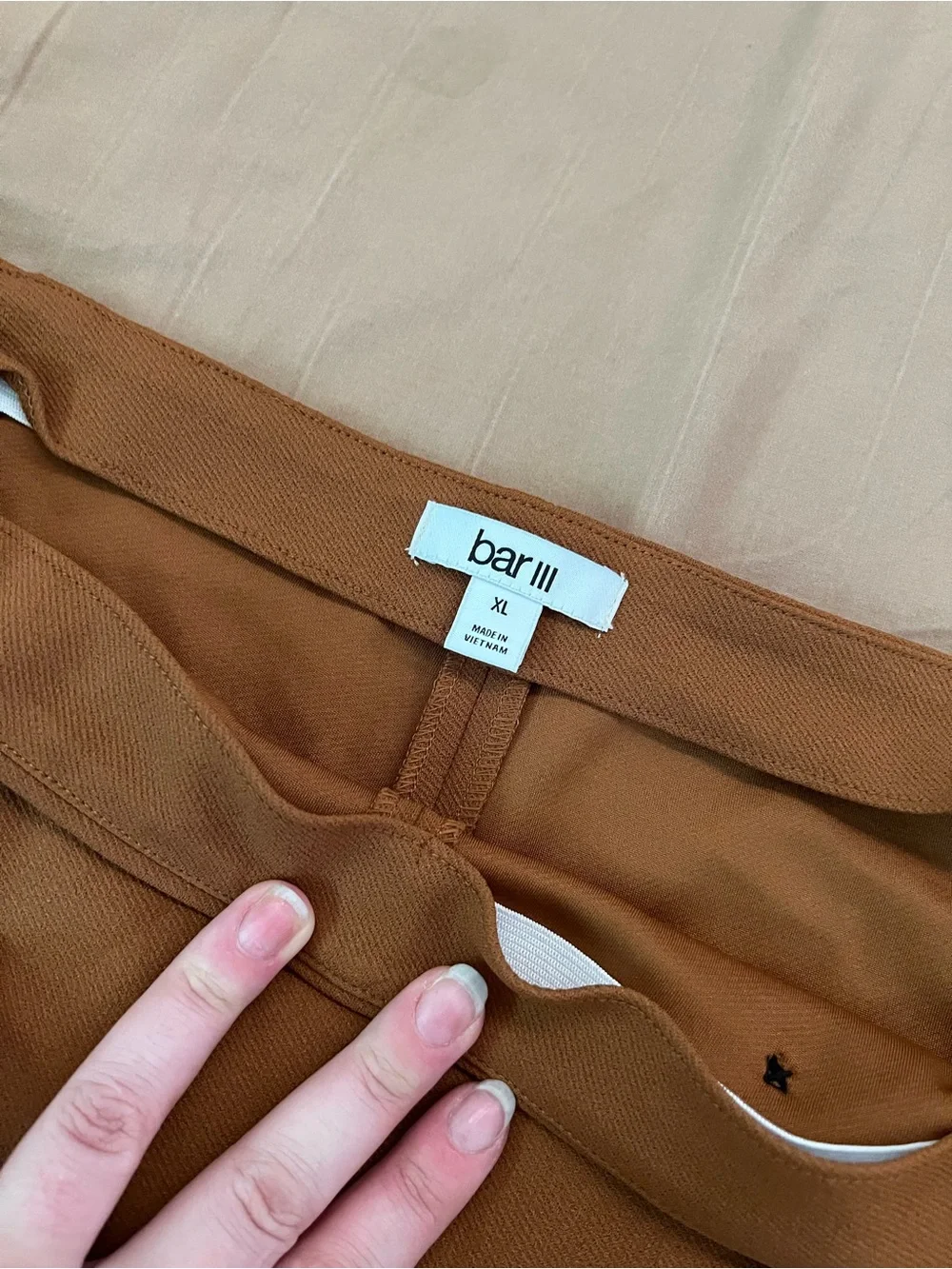 Bar III Chestnut Wrap-Front Mini Skort with Black Buttons